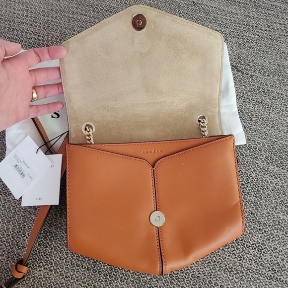 Sandro "Lou MM Curcuma" Cognac Braided Shoulder Bag - Picture 5 of 15